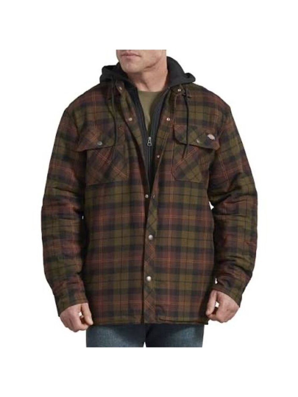 Dickies Relaxed Fit Icon Hooded Quilted Shirt Jacket Shacket Size XL